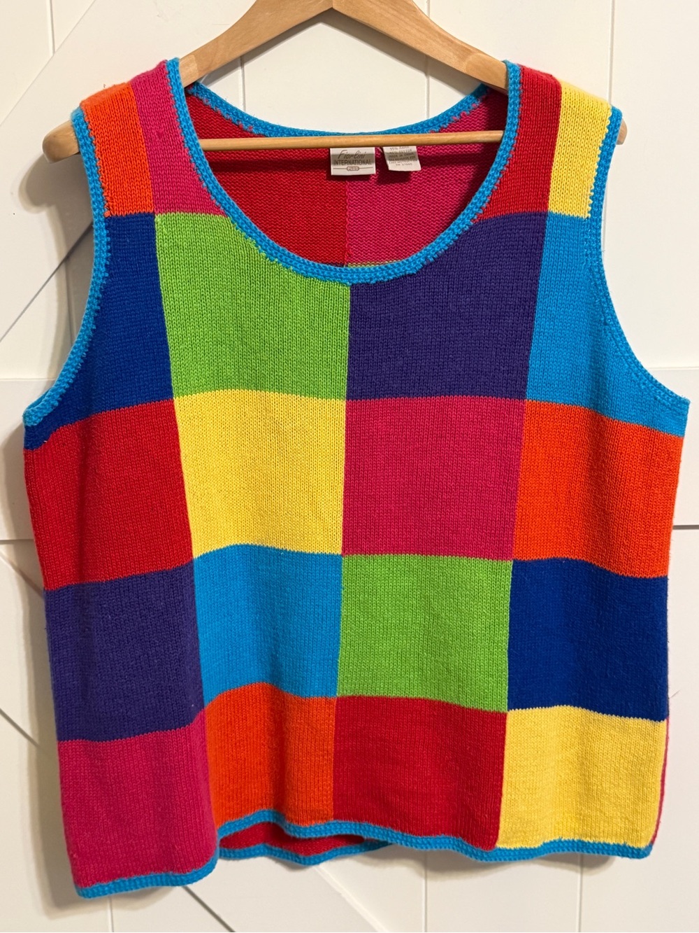 Vintage Fiorlini International Plus 18/20 Rainbow Colorblock Ramie Knit Tank